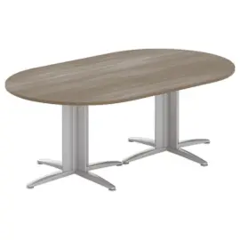 Ovale vergadertafel 200x120 notenhout/aluminium 