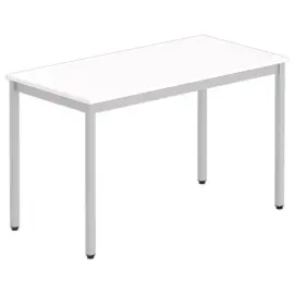Rechthoekige multifunctionele tafel 120 x 60 wit / alu 