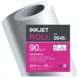 3  Niet-gecoat papierrollen CLAIREFONTAINE 0,914 X 91 m - 90g 