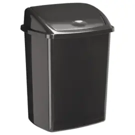Vuilnisbak in plastic met kiepdeksel 50L zwart 