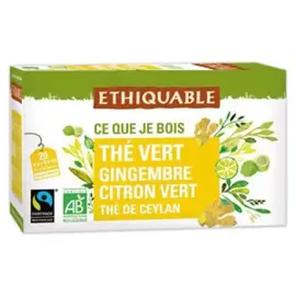 20  Groene thee gember limoen Ceylon Ethiquable in zakje 