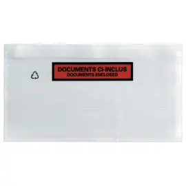 1000  Zelfklevende versterkte hoezen "Documenten ingesloten" A6, 162x120 mm 