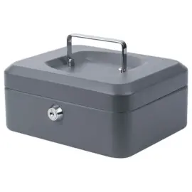 Geldkist met slot - 20 cm - Grijs - PAVO 