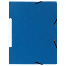 10  Mappen 3 kleppen met elastieken 360 g - Rug van 1,5 cm - Blauw - EXACOMPTA 