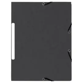 10  Mappen 3 kleppen met elastieken 360 g - Rug van 1,5 cm - Zwart - EXACOMPTA 