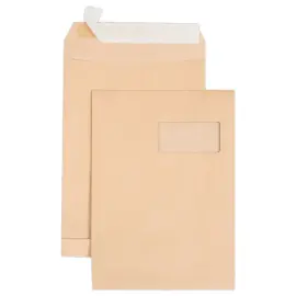 250  Akte-enveloppen in bruin kraftpapier - 229x324mm - met venster 50x105 - GPV PACK'N POST 
