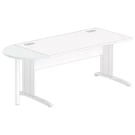 1/2 maan rechthoekig bureau grijs/wit 