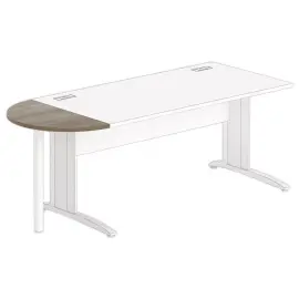 1/2 maan rechthoekig bureau noten/wit 