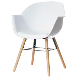 2  Fauteuils WISEMAN met beuken voet en witte zitting 