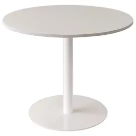Salontafel EASYDESK Diameter 80 cm, witte voet, wit blad, gemonteerd 