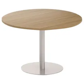Ronde tafel diam 116 cm blad notenhout voet zilver tulpvoet 