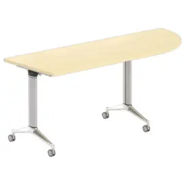 Klaptafel met wieltjes - 190 x 70 cm - Beuk en alu - Hoek rechts 
