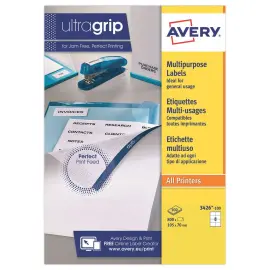 100  Multifunctionele etikettenvellen AVERY 105x70mm, oftewel 800 etiketten/doos 
