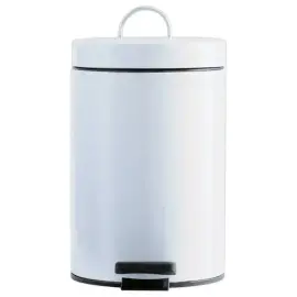Pedalafvalbak afwerking wit staal 12 L 