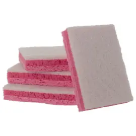 Witte niet-schrurende tampon op roze drie-laags spons 