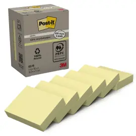 006 Blokken met gerecycleerde herpositioneerbare memoblaadjes 3,8 x 5,1 cm - Geel - POST-IT 