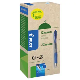 12  gel-inkt balpennen PILOT G2+ 12 navullingen - blauw 