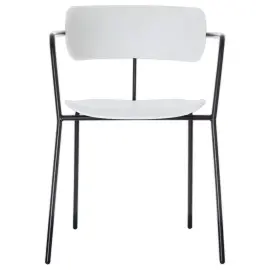 2  Bistrostoelen met zwarte poten en een witte zitting 