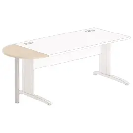 1/2 maan bureau rechthoekig acacia licht/alu 