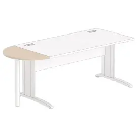 1/2 maan rechthoekig bureau acacia licht/wit 