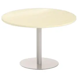 Ronde tafel diam 116 cm acacia blad, zilveren tulpvoet 