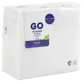 125  Servetten dubbele laag - 33 x 33 cm - Wit - DUNI 