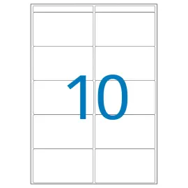16  Multifunctionele etiketten vellen 38,5x65 mm, wit, 160 etiketten. 
