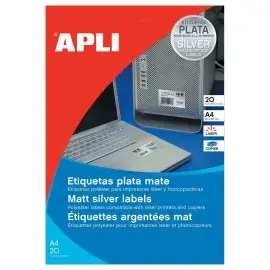 20  Laserbestendige etikettenbladen 63,5x29,6mm 540 etiketten zilver 