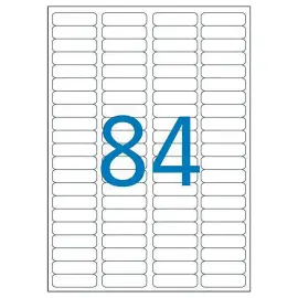 25  Etikettenbladen 46x11,1 mm of 2100 etiketten/doos 