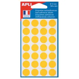 Set van 168 ronde kleefpastilles signalisatie -  &Oslash; 15 mm - geel 