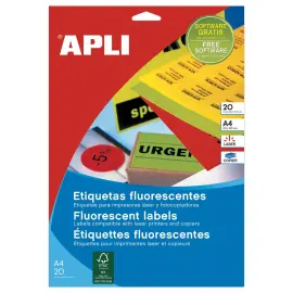 20  Planken met 280 fluorescerende etiketten 99,1x38,1 fluorescerend geel 