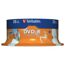 25  DVD-R Verbatim Afdrukbaar - 16x 4,7 GB 