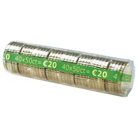 250  Plastic kokers voor muntstukken van 50 cent 