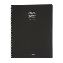 Wekelijkse spiraalagenda A4 - Zwart - September 2026 tot december 2027 - BREPOLS 
