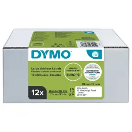 12  Rollen van 130 witte etiketten 28x89mm voor DYMO Label Writer 