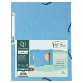 Map 3 kleppen met elastieken van glanskarton - Lichtblauw - EXACOMPTA 