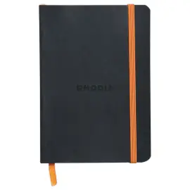 Rhodiarama A6 gelijnd softcover notitieboek 140 pagina's, zwarte zachte kaft 