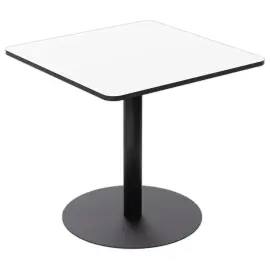 Gelamineerde vierkante eettafel - 80x80 cm - wit met zwarte poten 