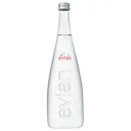 12  Flessen Evian in glas - 75 cl 