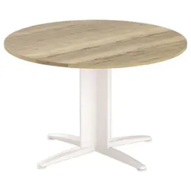 Tafel ronde vergaderdiam. 116cm eiken nerf/wit 