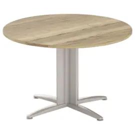 Tafel vergadering rond diam. 116 cm eiken fineer/aluminium 