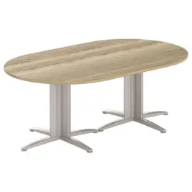 Tafel vergadering ovaal 200x120 eiken met nerf/aluminium 