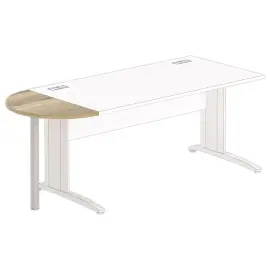 1/2 maan 80 x 40 rechthoekig bureau eiken fineer /alu 