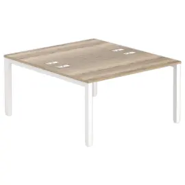 Bureau tegenover 4 poten 140 X 160 X 74 eiken fineer/wit 