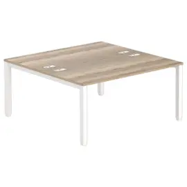 Bureau tegenover 4 poten 160 X 160 X 74 eiken met nerf/wit 