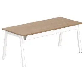 Rechthoekig bureau 180x80 Notelaar / wit onderstel BANGKOK 