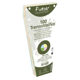 100  geperforeerde effen trapeziumvormige scheidingsbladen Forever - assorti 