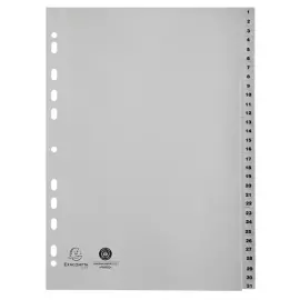 Set tabbladen A4 gerecycleerd PP - 31 numerieke tabs 