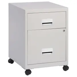 Mobiele metalen kast 2 lades grismont&eacute; 