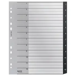 Set tussenbladen A4 extra breed en PP gerecycleerd - 12 genummerde tabbladen - LEITZ 